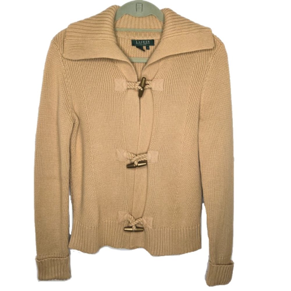Lauren Ralph Lauren Wide Collar Toggle Cardigan